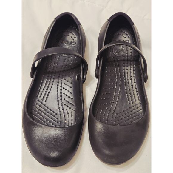 Crocs Womens Shoes Flats Sz 6 Alice Mary Jane Brown Strap Slip On Comfort EUC - Picture 1 of 5